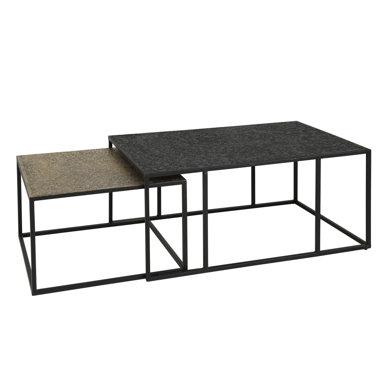 2er-Set Couchtisch Metlule Mix - Metall Antike Bronze/Schwarz