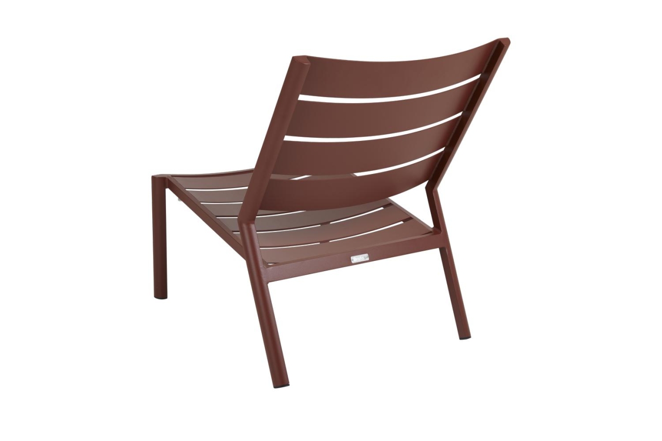 Der Gartensessel Delia überzeugt mit seinem modernen Design. Gefertigt wurde er aus Metall, welches einen roten Farbton besitzt. Das Gestell ist auch aus Metall und hat eine rote Farbe. Die Sitzhöhe des Sessels beträgt 35 cm.