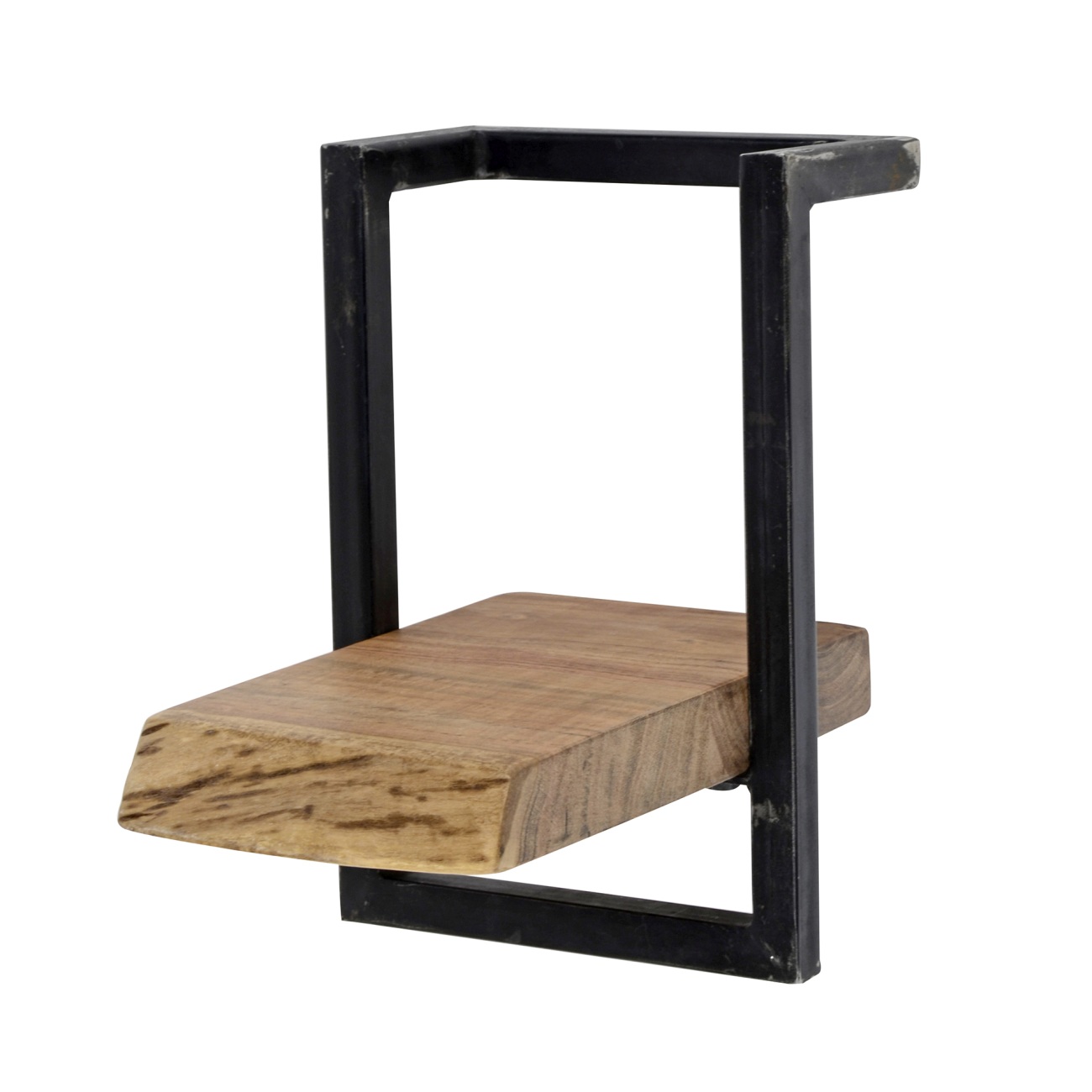 Wandregal Bord - Akazienholz massiv Natur, mit Metallrahmen, 20 cm