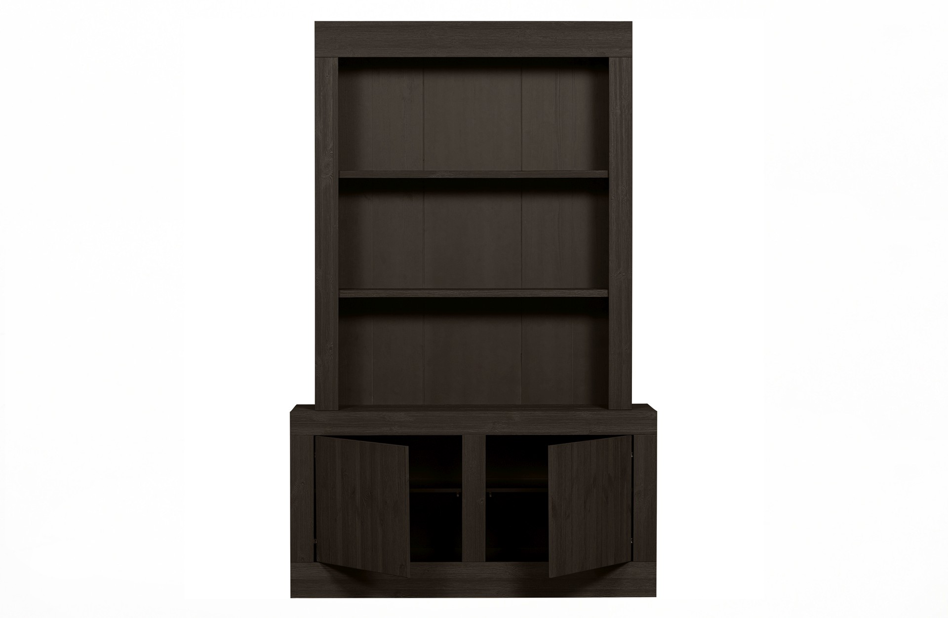 Der Buffetschrank Yumi überzeugt mit seinem modernem Design. Gefertigt wurde er aus Kiefernholz, welches einen dunkelbraunen Farbton besitzt. Der Schrank verfügt über zwei Türen und drei offene Fächer. Die Breite beträgt 146 cm.
