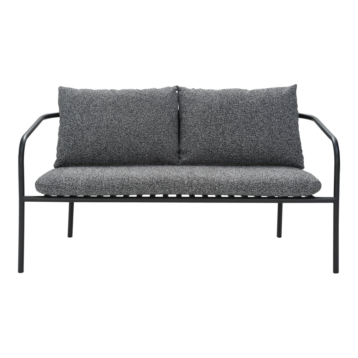 Gartensofa Bendt 2-Sitzer, Aluminium & Teddy-Stoff, Anthrazit/Schwarz