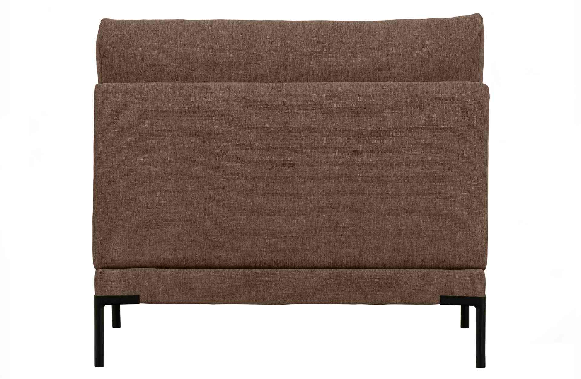 Das Modulsofa Couple Lounge überzeugt mit seinem modernen Design. Das Loveseat Element wurde aus Melange Stoff gefertigt, welcher einen einen braunen Farbton besitzen. Das Gestell ist aus Metall und hat eine schwarze Farbe. Das Element hat eine Länge von 
