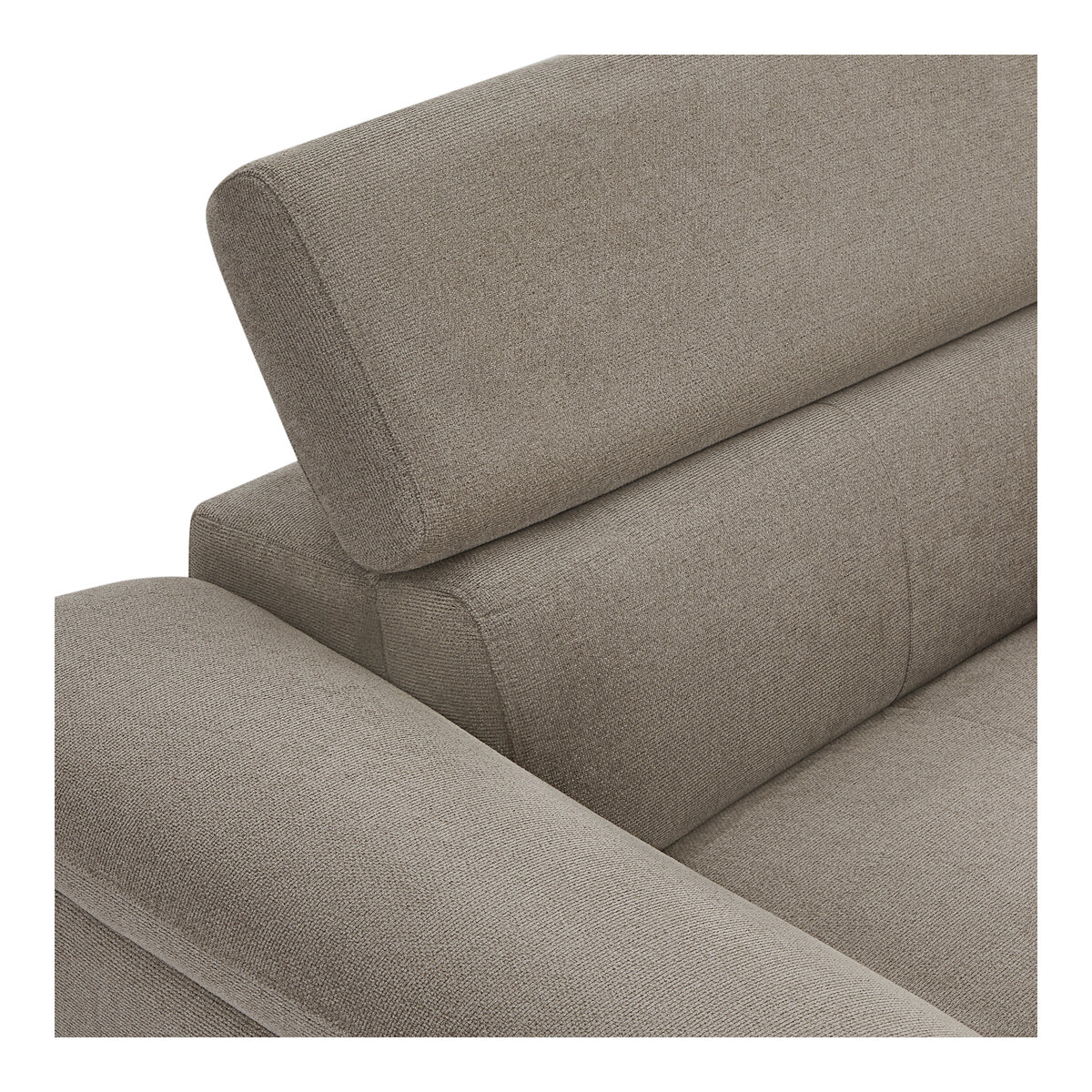 Ecksofa Sibet Links Taupe - mit OEKO-TEX Bezug & Kopfstütze