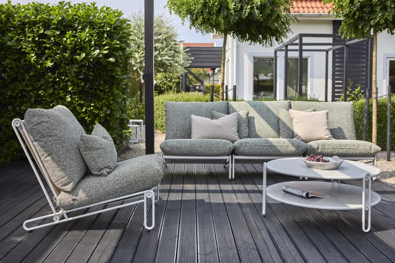 Gartencouchtisch Blixt Ø 85 cm, Hellgrau