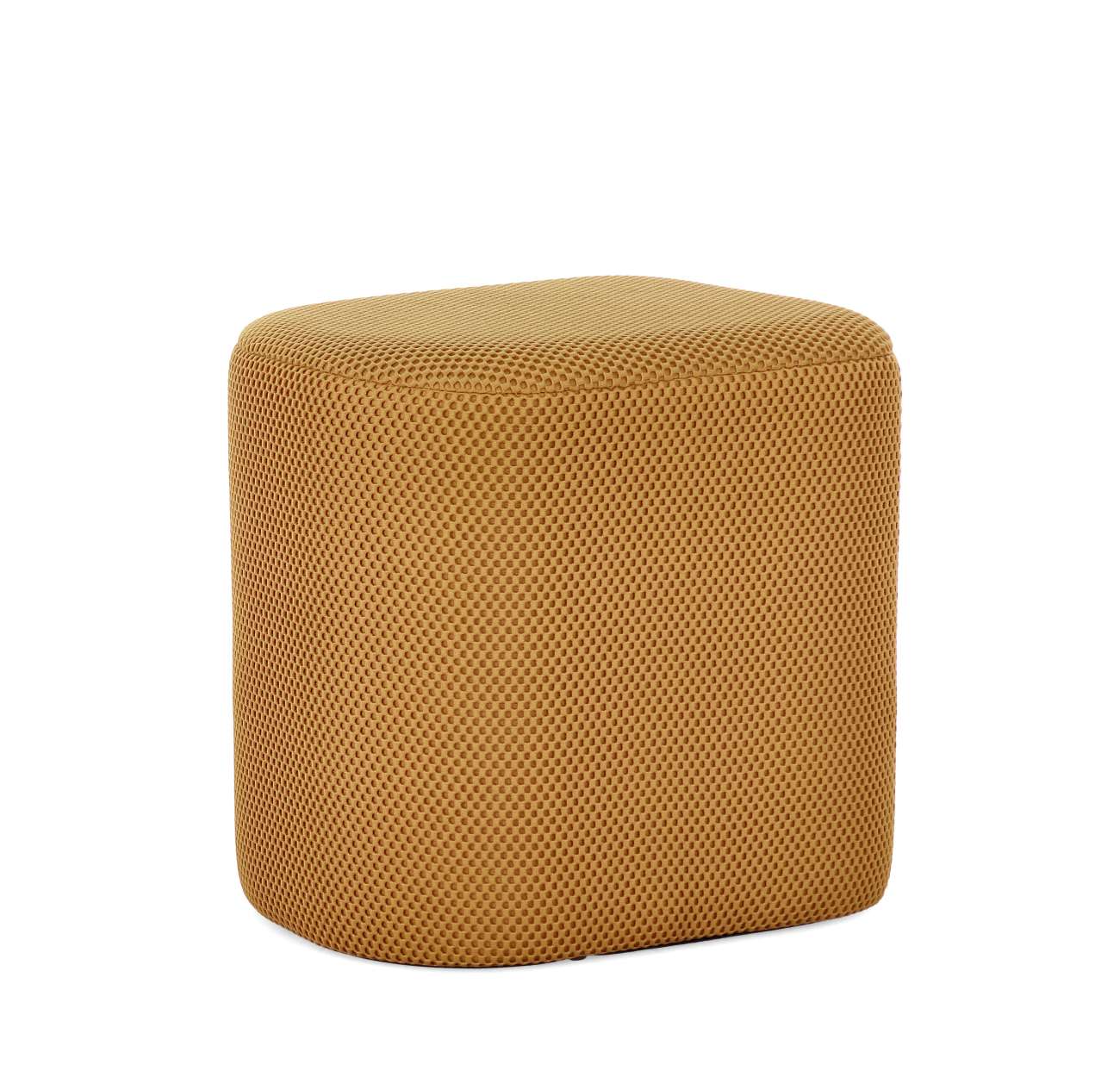Pouf Darya aus Waben-Stoff, Senf