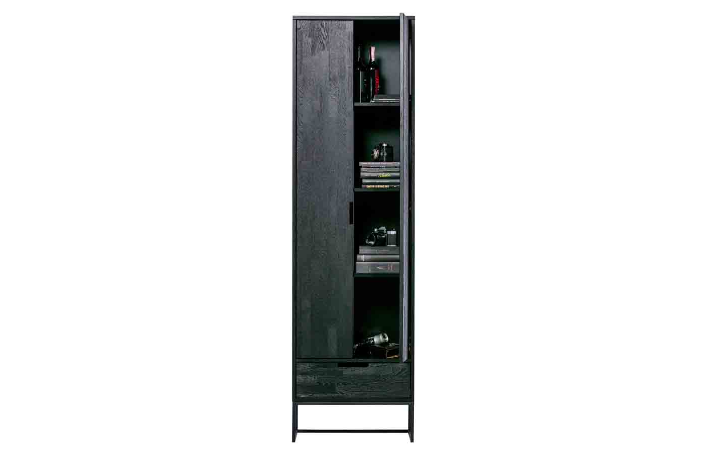 Schrank schmal mit Stauraum | Eschenholz & Metall | Modern