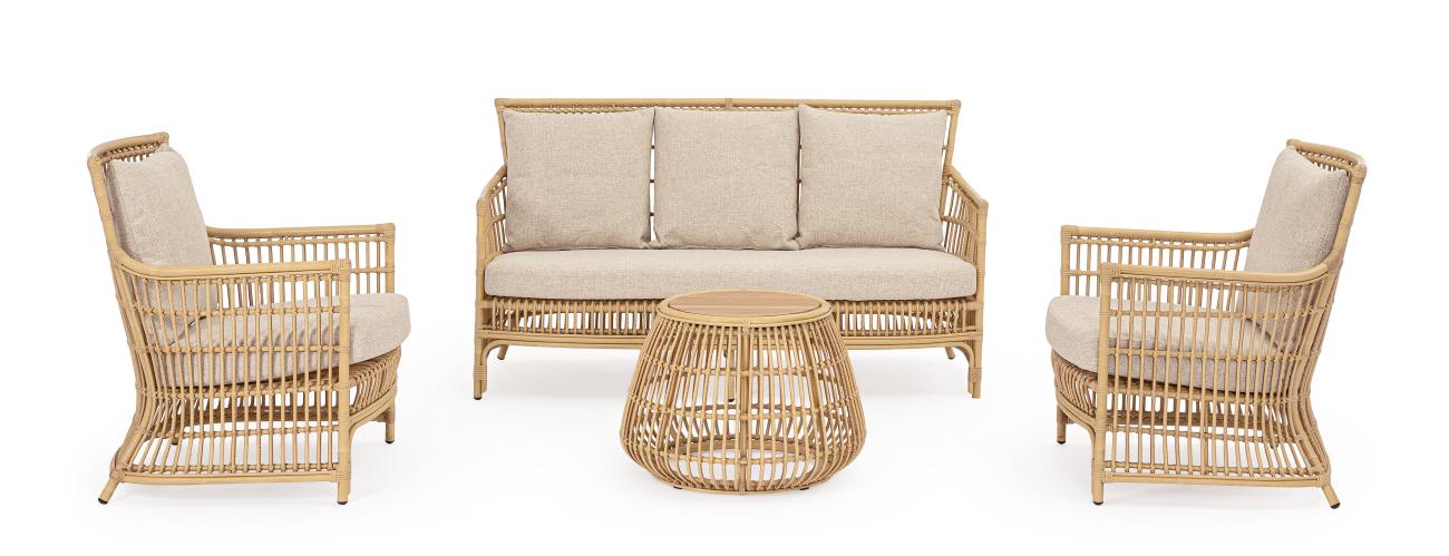 Gartencouchtisch Adelma Rattan-Optik, Natur