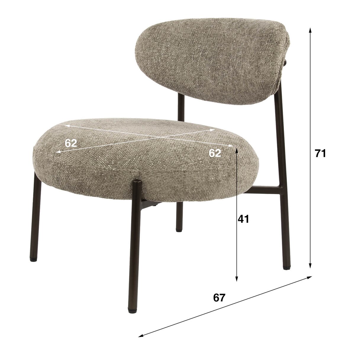Sessel Velcira Rund, Webstoff weich gepolstert, modern, sandfarben, hoher Sitzkomfort