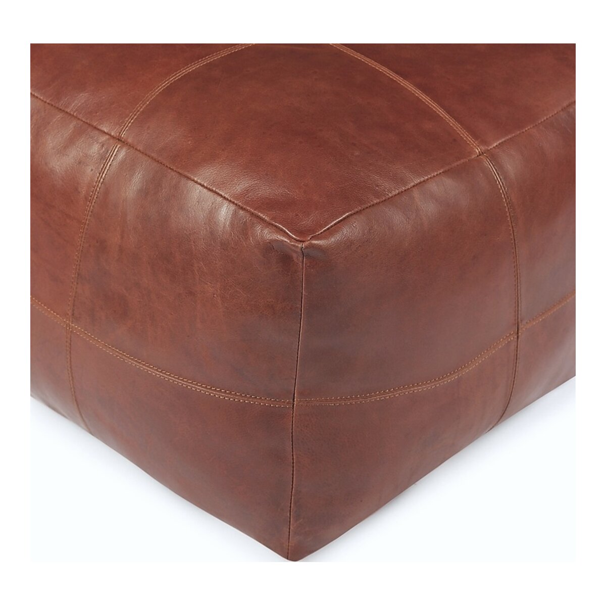 Pouf Anneta aus Leder 50x50 cm, Braun