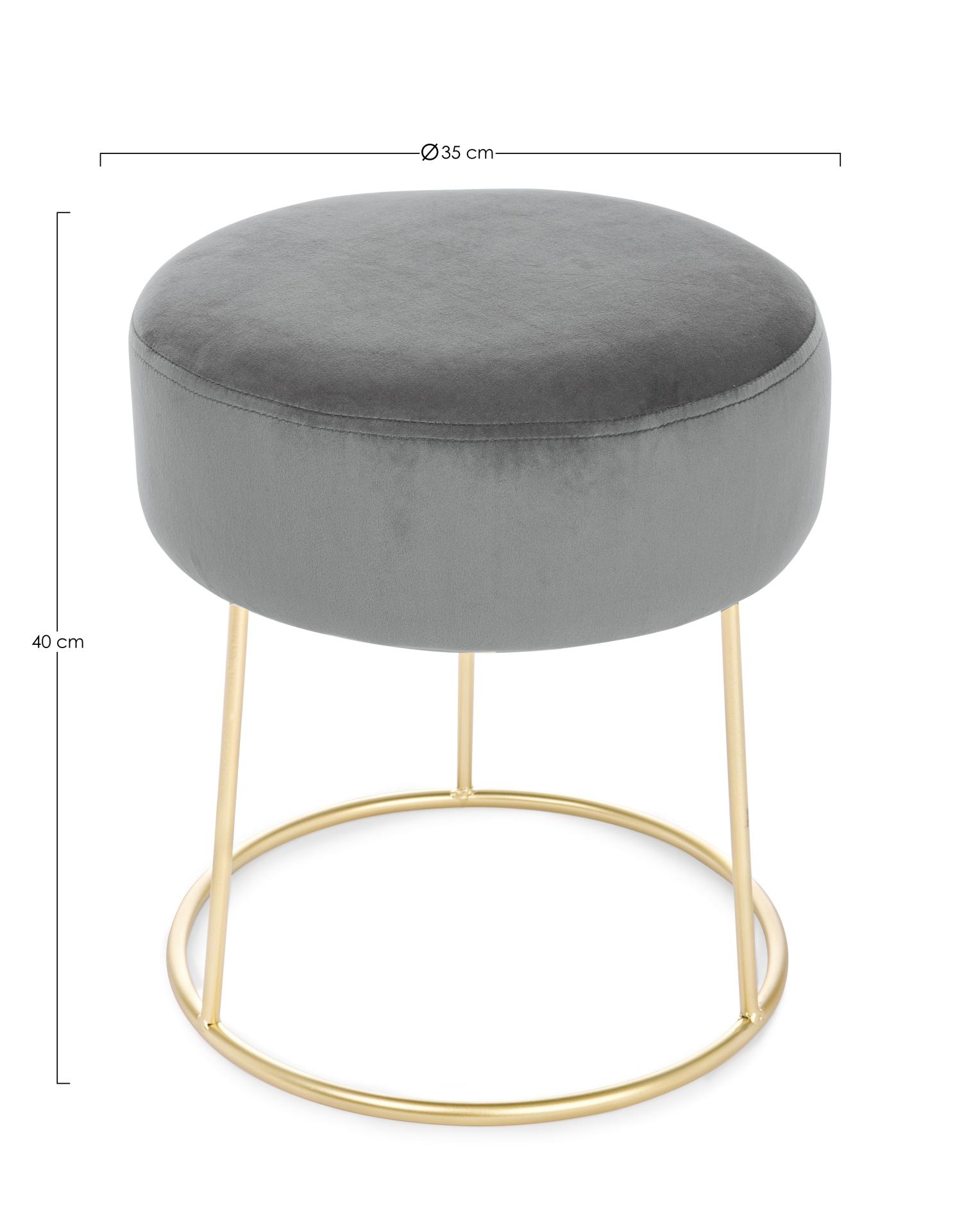 Hocker Clarissa in Samt-Optik, Grau