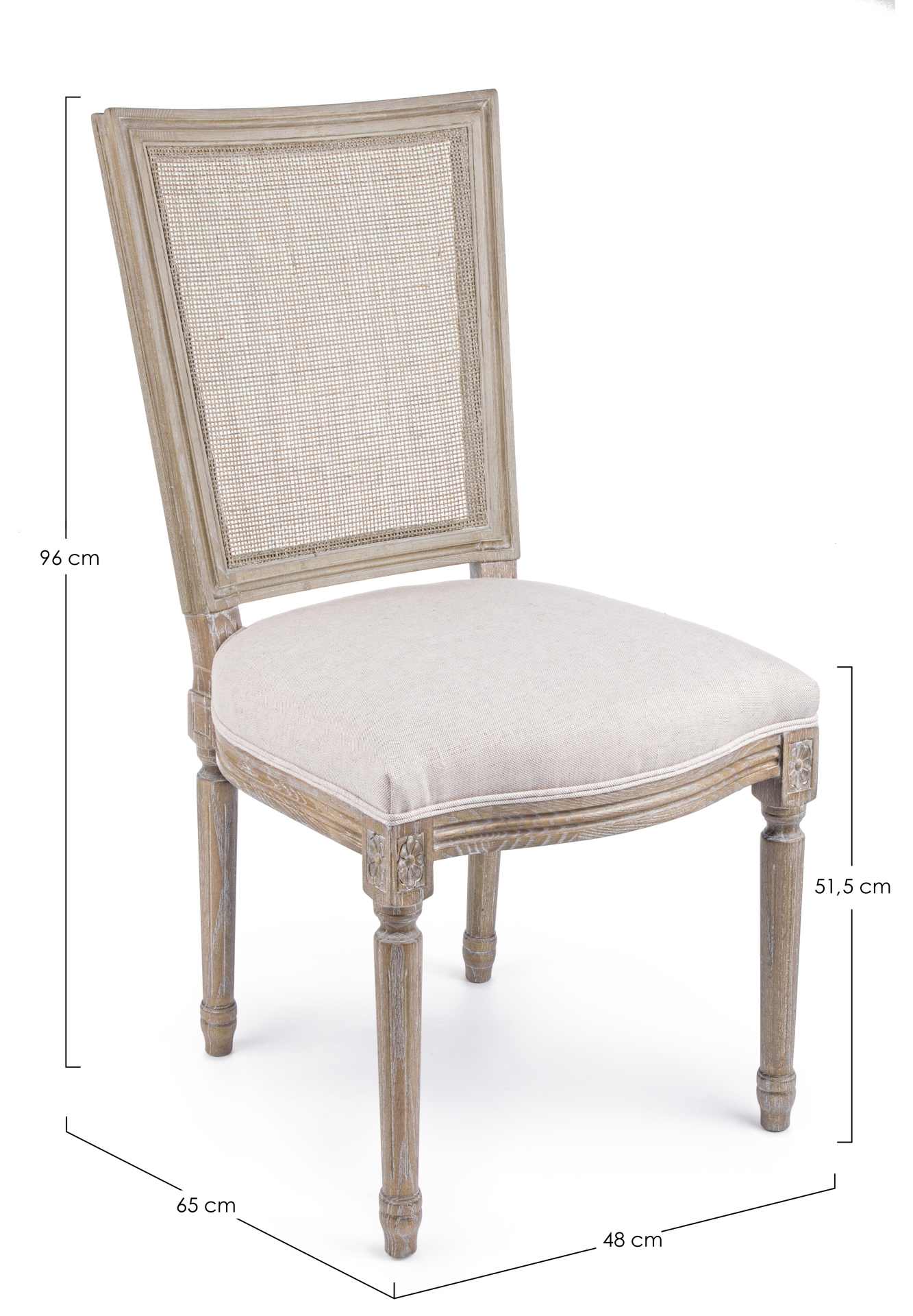 Der Esszimmerstuhl Liliane überzeugt mit seinem klassischen Design. Gefertigt wurde der Stuhl aus Eschenholz, welches einen natürlichen Farbton besitzt. Die Sitzfläche ist aus einem Mix aus Baumwolle und Leinen gefertigt, welche einen Beigen Farbton besit