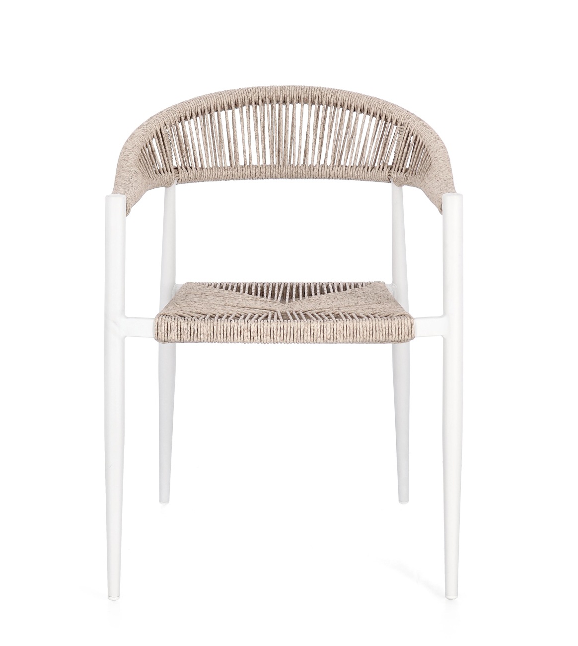 Gartenstuhl Jandia aus Aluminium, Weiß / Beige