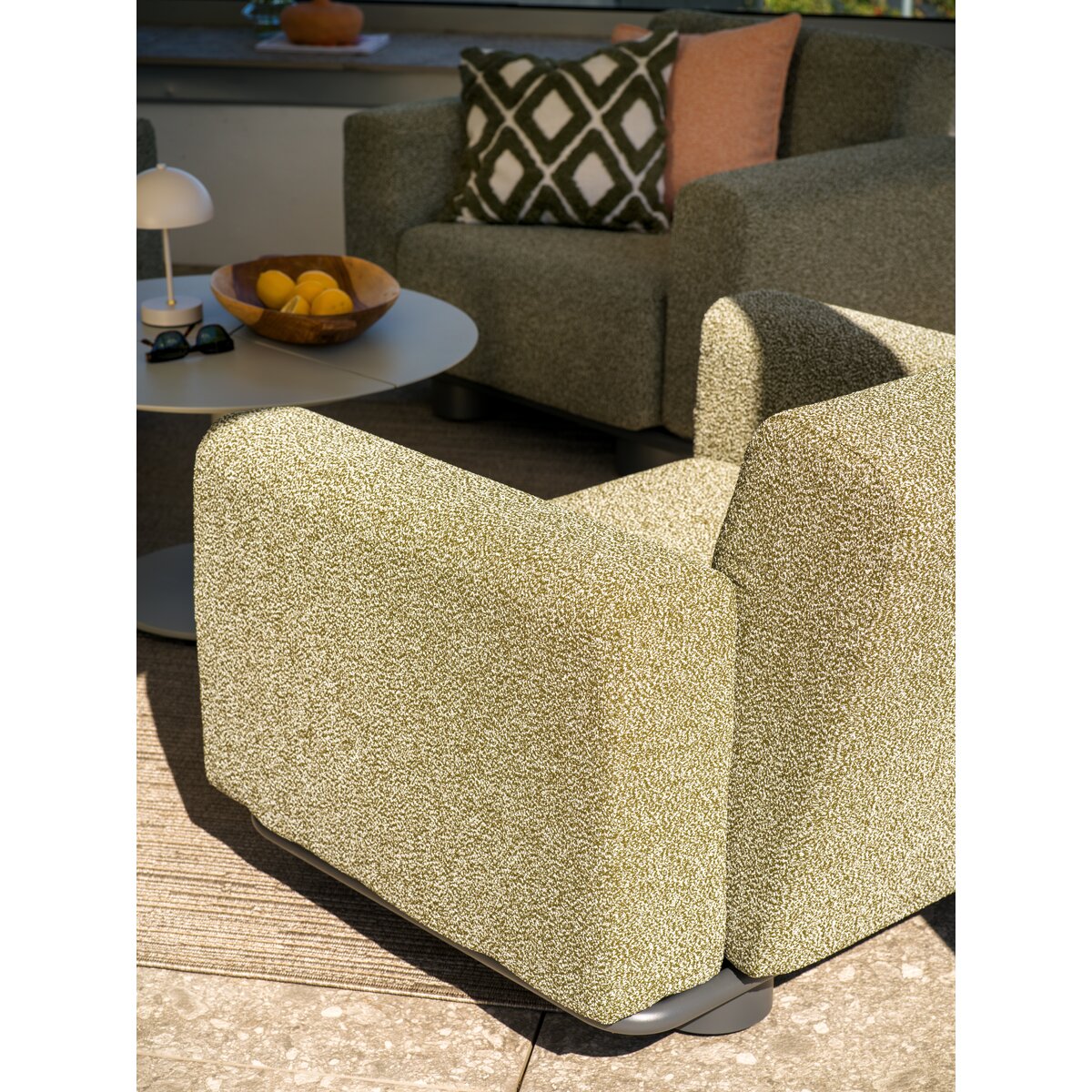 Gartensessel Bolster Anthrazit/Teddy Grün - aus Aluminium, wasserabweisende Kissen