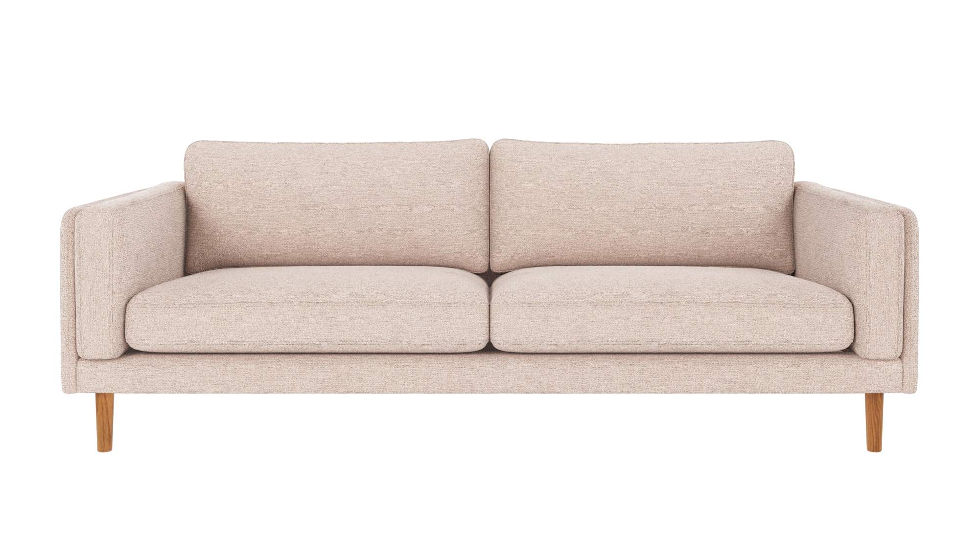 Hochwertiger Sofa Braden 3-Sitzer, Beine Eiche, Bezug Max Hellbeige für jede Einrichtung.