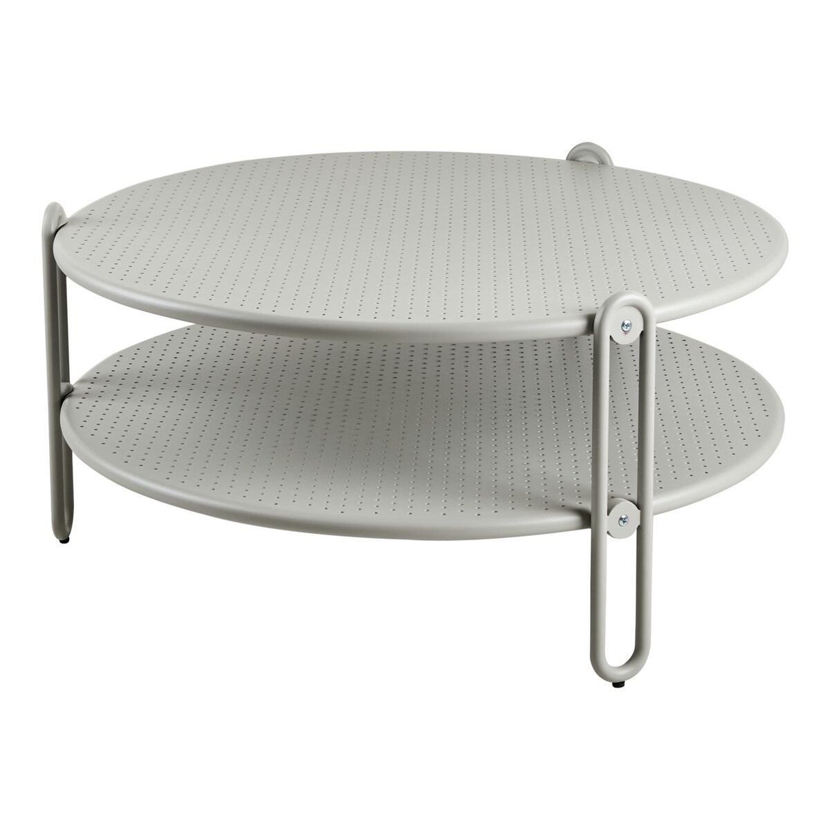 Gartencouchtisch Blixt aus Aluminium, modern und rund, hellgrau, Ø 85 cm, pflegeleicht