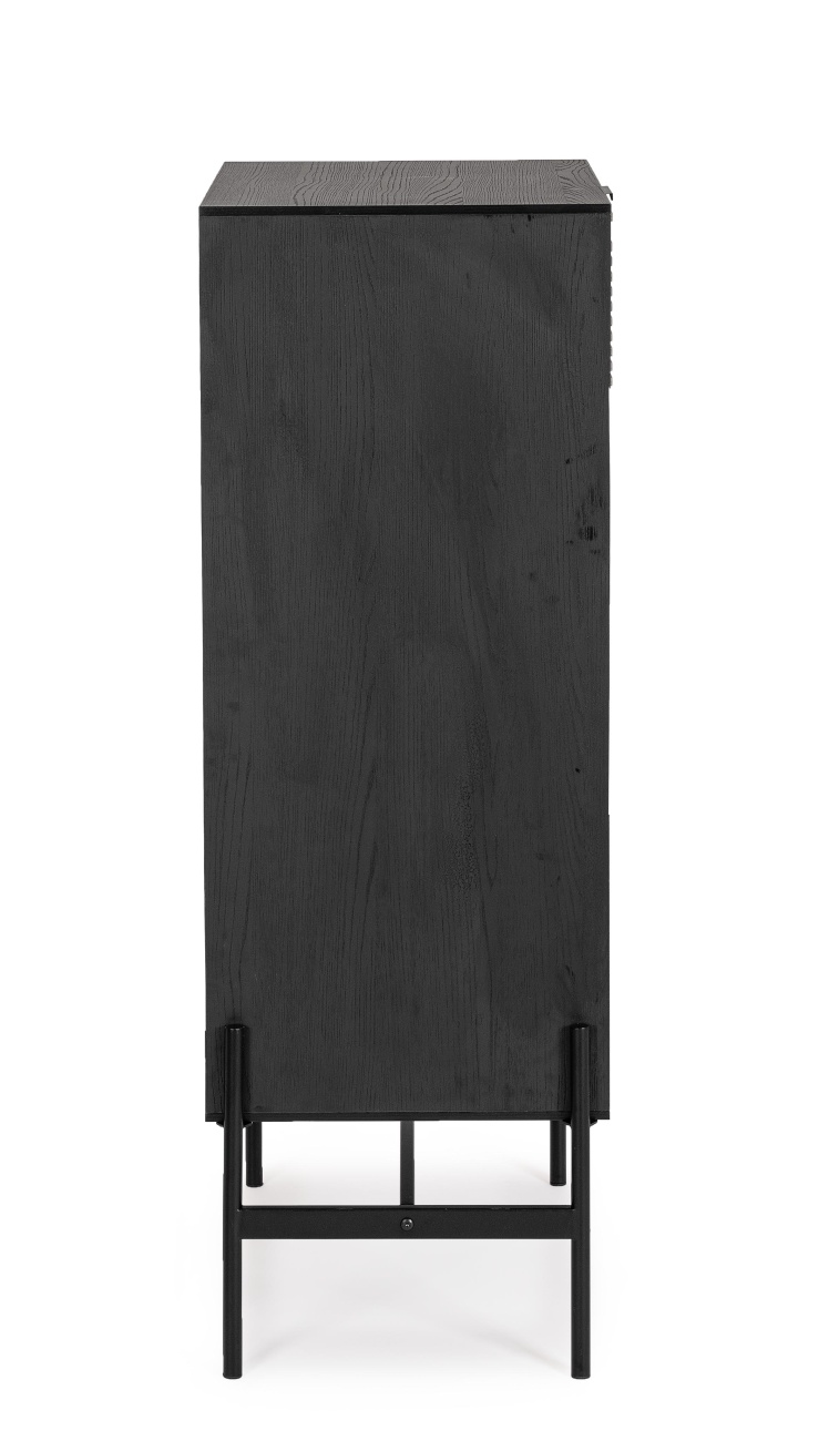 Die Kommode Allycia überzeugt mit ihrem modernen Design. Gefertigt wurde sie aus Eschenholz, welches einen natürlichen Farbton besitzt. Das Gestell ist aus Metall und hat eine schwarze Farbe. Die Kommode besitzt eine Breite von 64 cm.