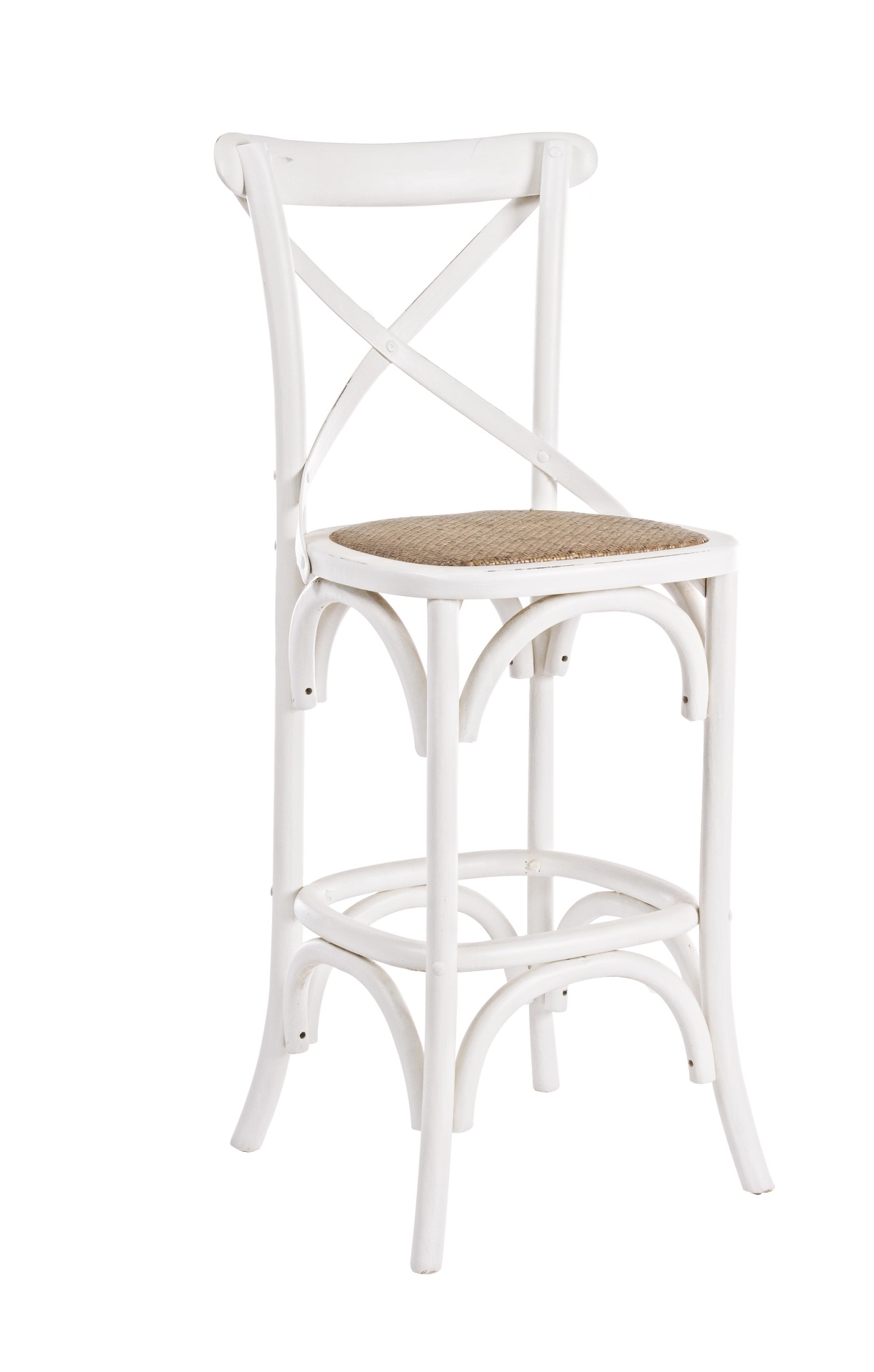 Barhocker Cross aus Ulmenholz, Weiß Barhocker Cross aus Ulmenholz, Weiß