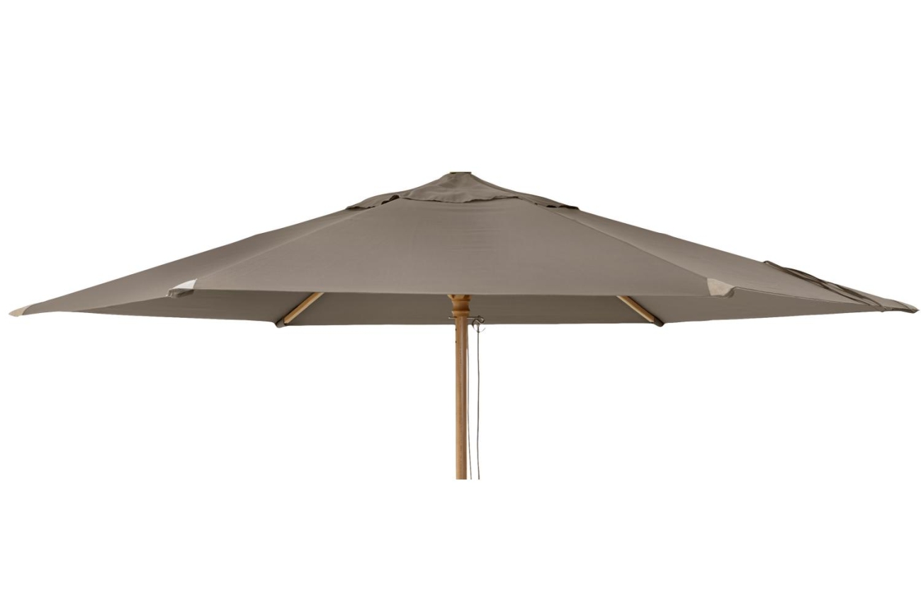 Der Sonnenschirm Reggio überzeugt mit seinem modernen Design. Gefertigt wurde er aus Kunstfasern, welcher einen Taupe Farbton besitzt. Das Gestell ist aus Buchenholz und hat eine natürliche Farbe. Der Schirm hat einen Durchmesser von 300 cm.