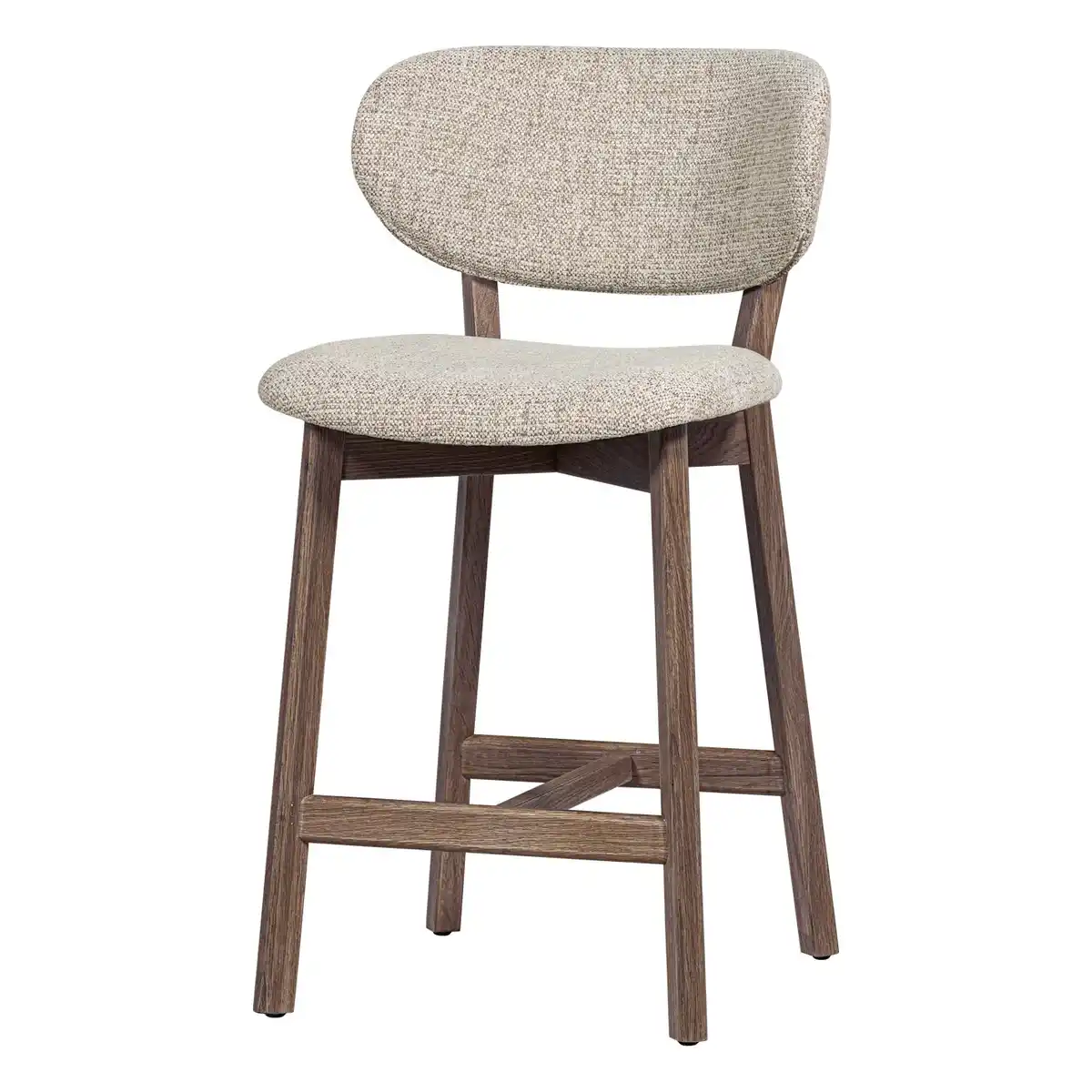 Barhocker Udar - Melange-Stoff Natur, Gestell Braun