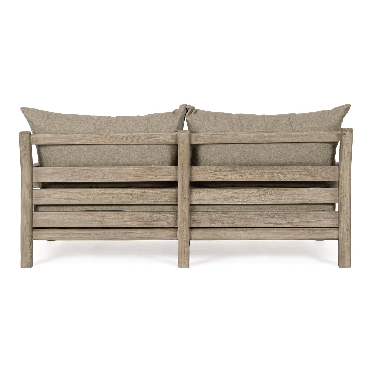 2-Sitzer Gartensofa Maynard - recyceltes Teakholz Braun, Olefin-Stoff Grün