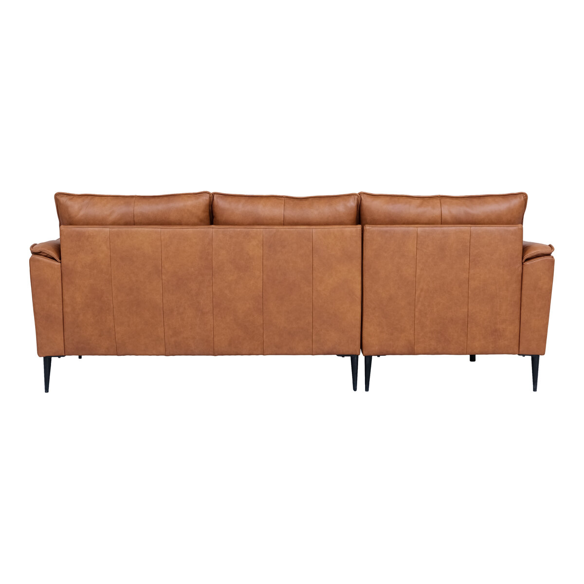 Ecksofa Luso Cognac Echtleder - Linke Recamiere, Taschenfederkern & Metallfüßen