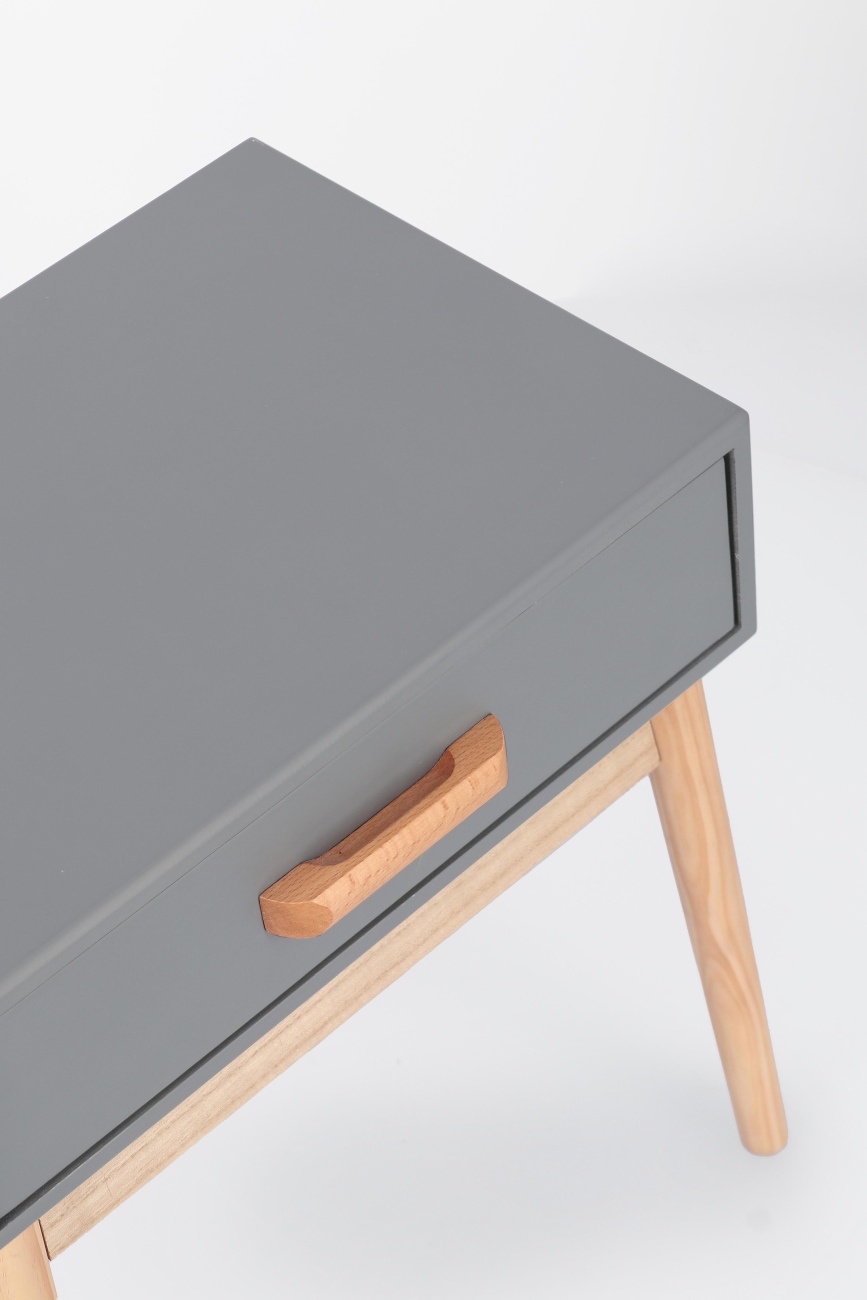 Nachttisch Ordinary aus Kiefernholz, Grau