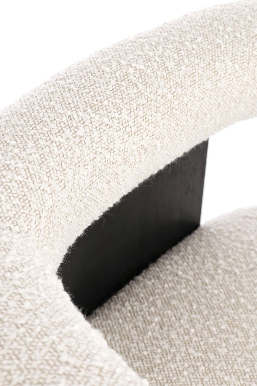 Esszimmerstuhl Agape aus Boucle, Natur / Schwarz