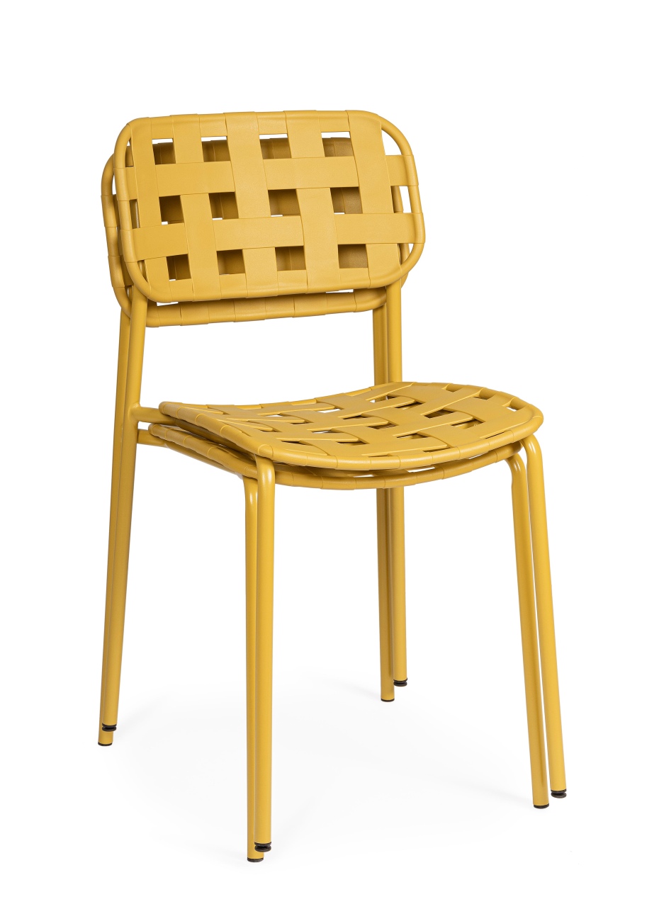 Gartenstuhl Clover aus Metall, Ocker