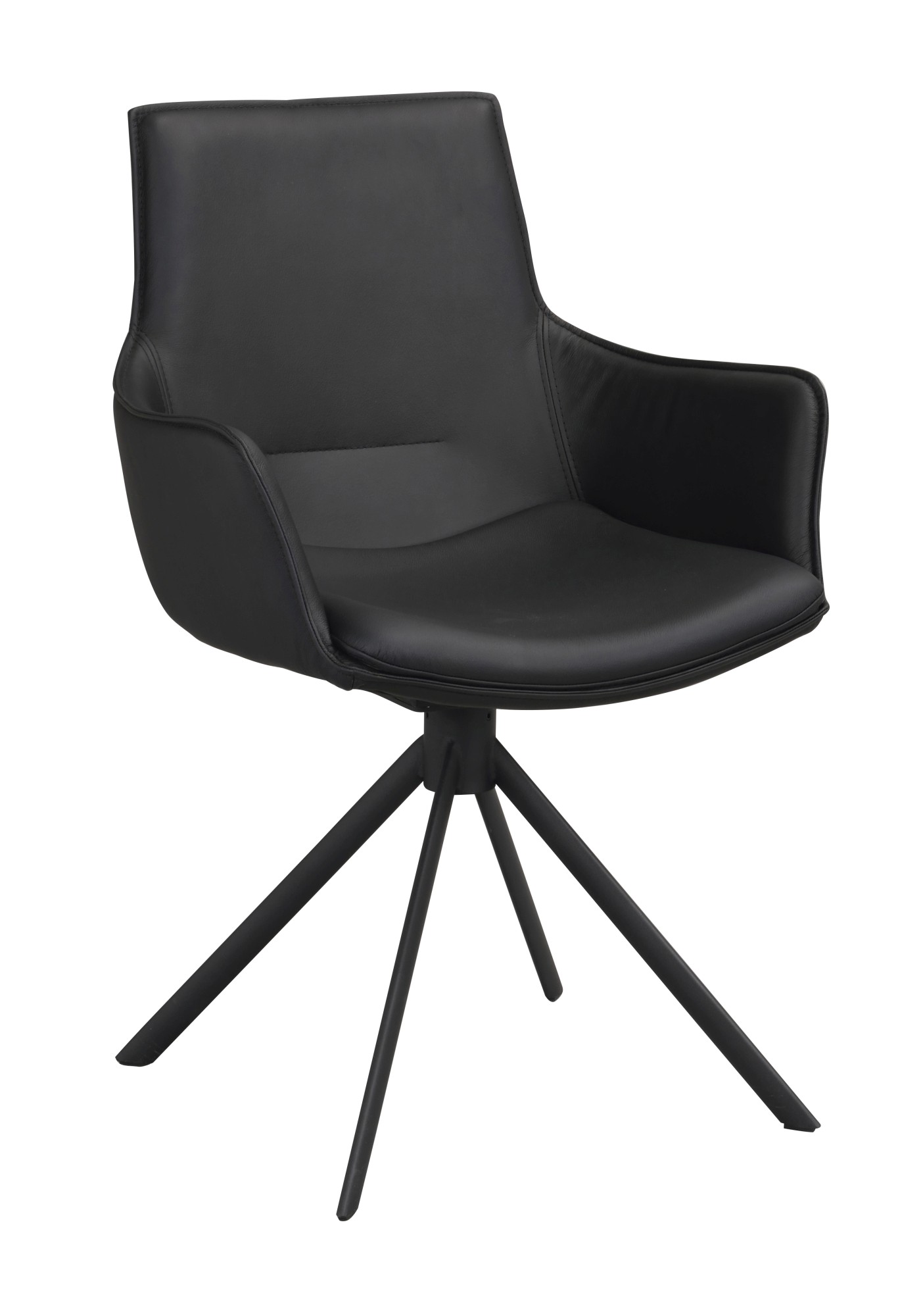 Hochwertiger Stuhl Lowell 2er Set Drehgestell mit Armlehnen, Leder Schwarz für jede Einrichtung. Stuhl Lowell 2er Set Drehgestell mit Armlehnen, Leder Schwarz