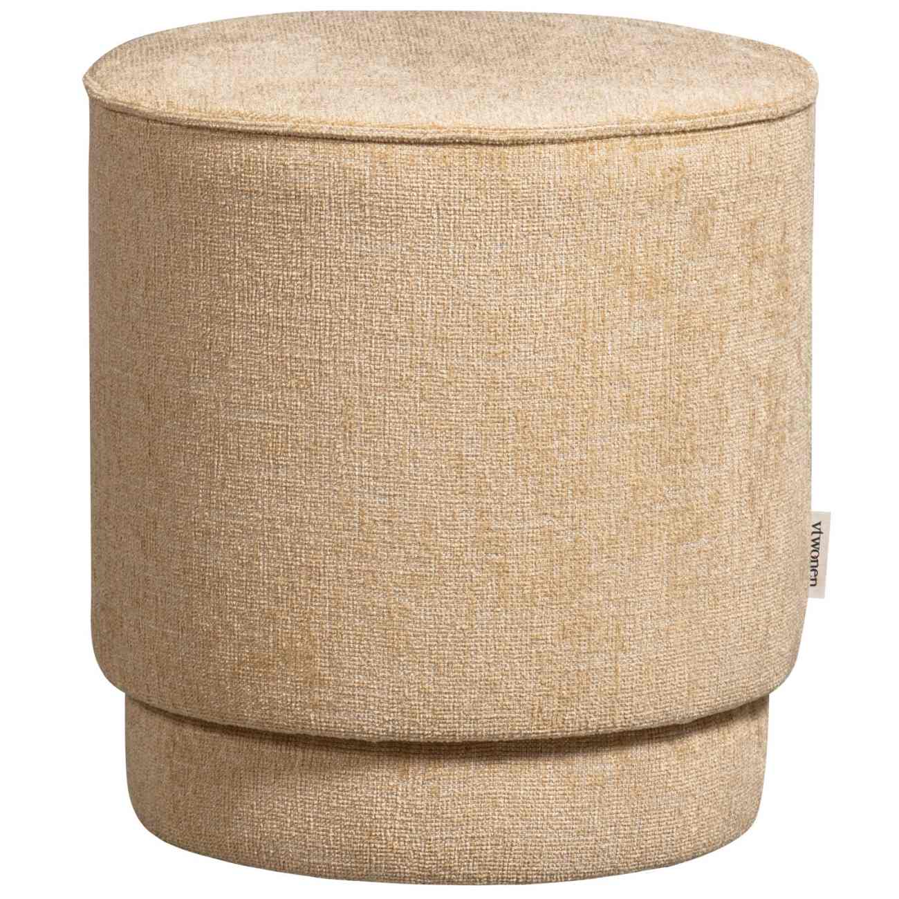 Hocker Pearl aus Melange-Stoff Ø 40 cm, Butter Hocker Pearl aus Melange-Stoff Ø 40 cm, Butter