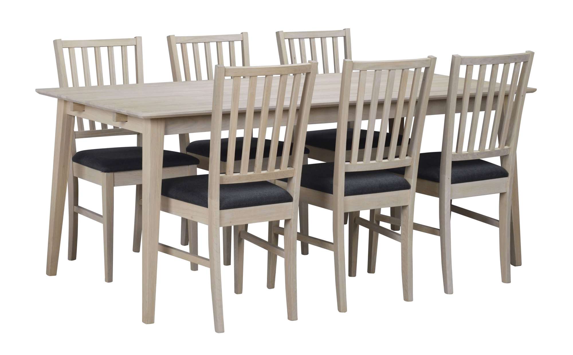 Machen Sie Ihr Zuhause komplett mit Esstisch Filippa Rechteckig 180x90cm, Eiche Weiß pigmentiert.