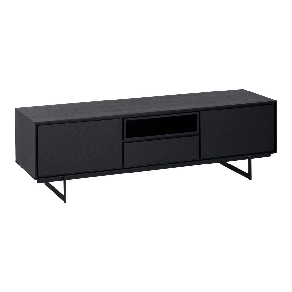 TV-Board Otoya Schwarz - 160 cm mit Soft-Close, offenem Fach & Stauraum