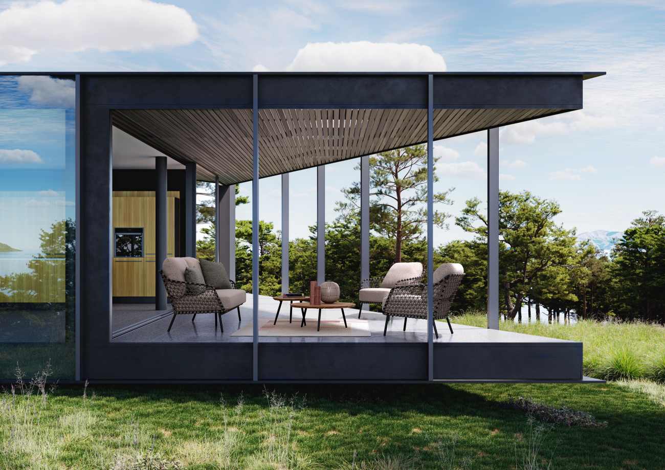 Gartencouchtisch-Set Ivissa aus Teakholz, Anthrazit