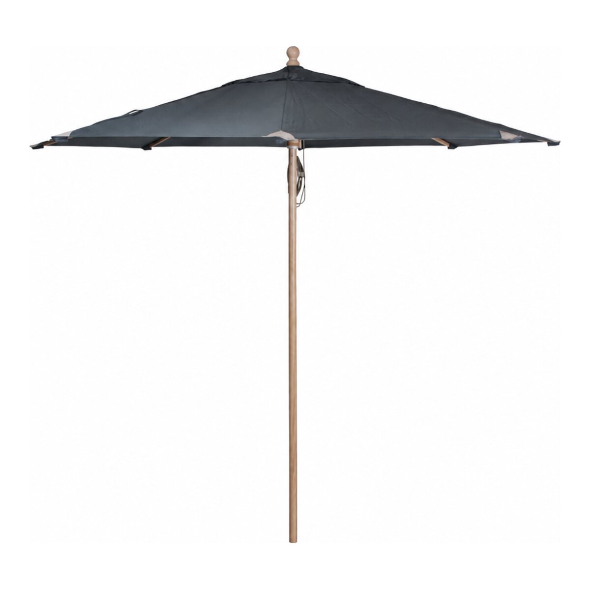 Sonnenschirm Reggio aus Buchenholz und Polyester, modern skandinavisch, Ø 300 cm, grau