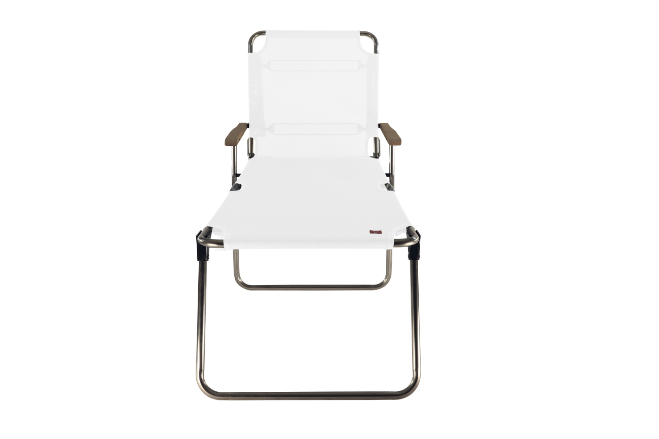 Dreibeinliege Amigo 40+ aus Aluminium mit Armlehne, Weiß