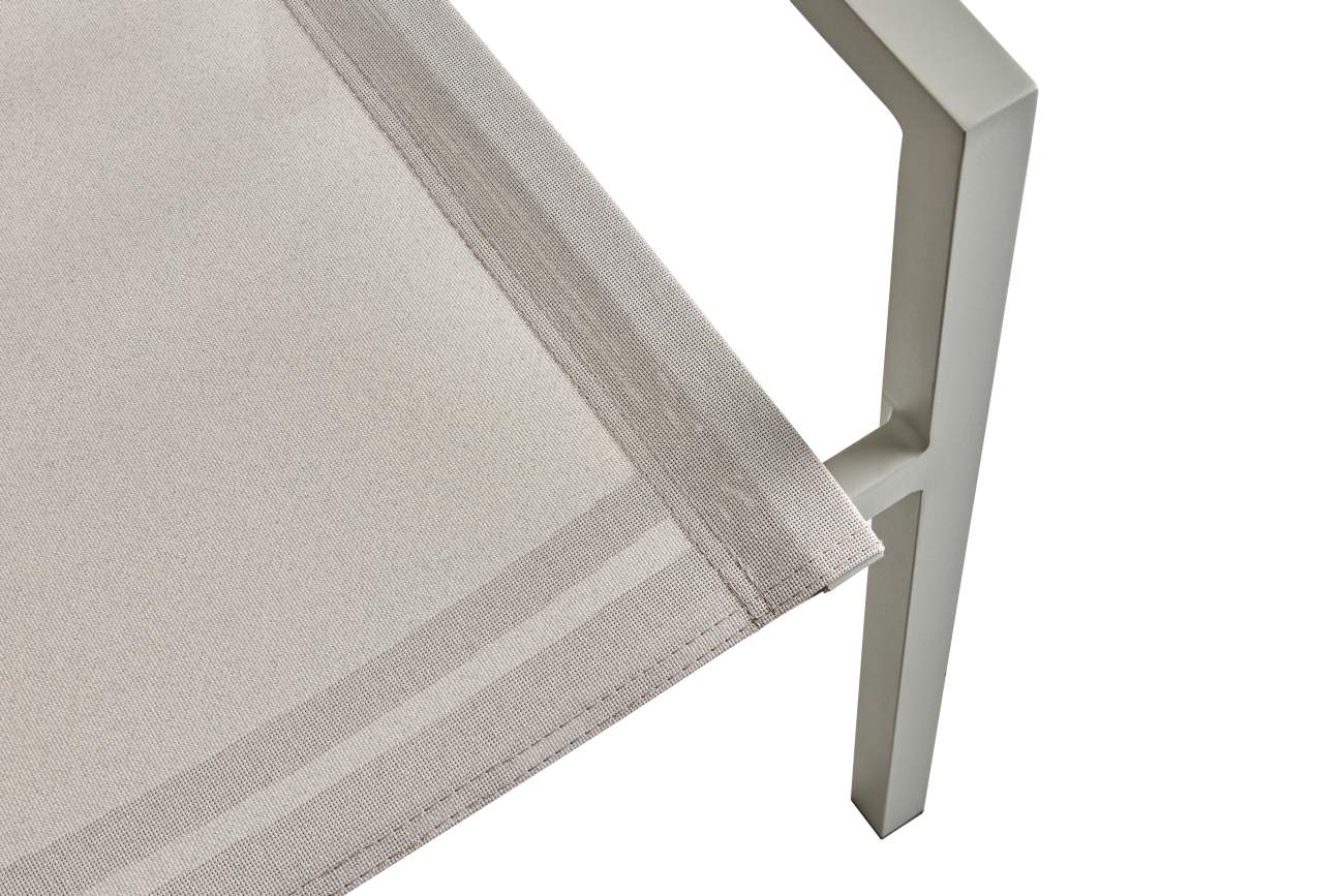 Gartenstuhl Delia aus Textilene, Hellgrau / Off-White