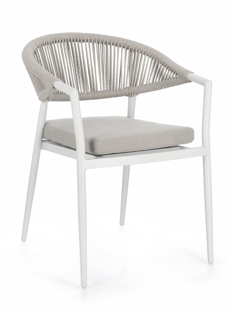 Gartenstuhl Millor aus Aluminium, Hellgrau / Weiß Gartenstuhl Millor aus Aluminium, Hellgrau / Weiß