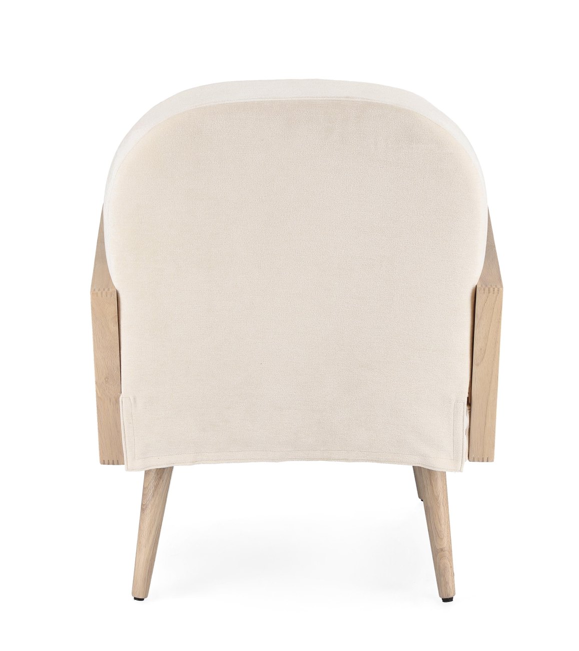 Der Sessel Dalida überzeugt mit seinem modernen Stil. Gefertigt wurde er aus einem Stoff-Bezug, welcher einen Creme Farbton besitzt. Das Gestell ist aus Kautschukholz und hat eine natürliche Farbe. Der Sessel verfügt über eine Armlehne.