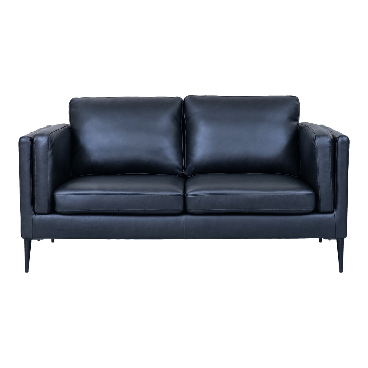 2-Sitzer Sofa Aicena Leder Schwarz - Komfortsofa mit Taschenfederkern & Metall-Gestell