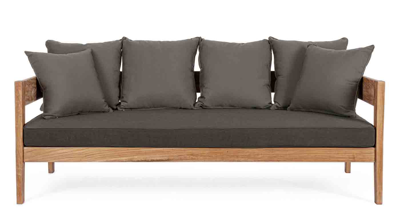 Das 2 Sitzer Sofa Namiba wird aus einem Gestell aus Teakholz gefertigt. Die Kissen sind abnehmbar und leicht zu reinigen