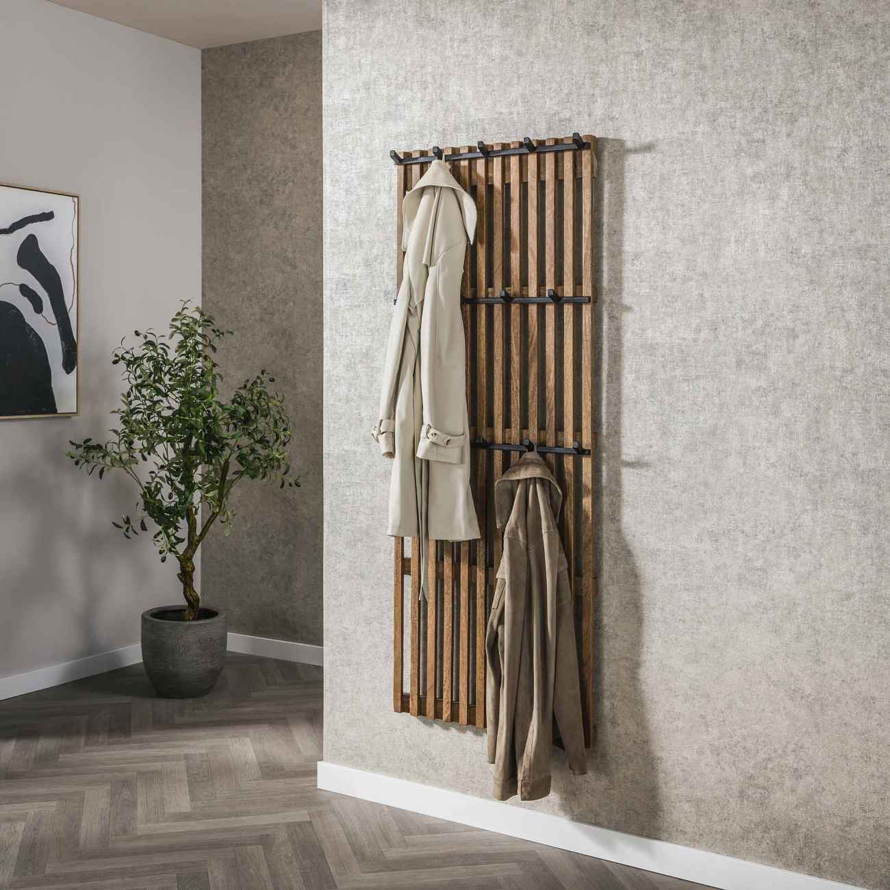 Garderobe Wandgarderobe aus Mangoholz