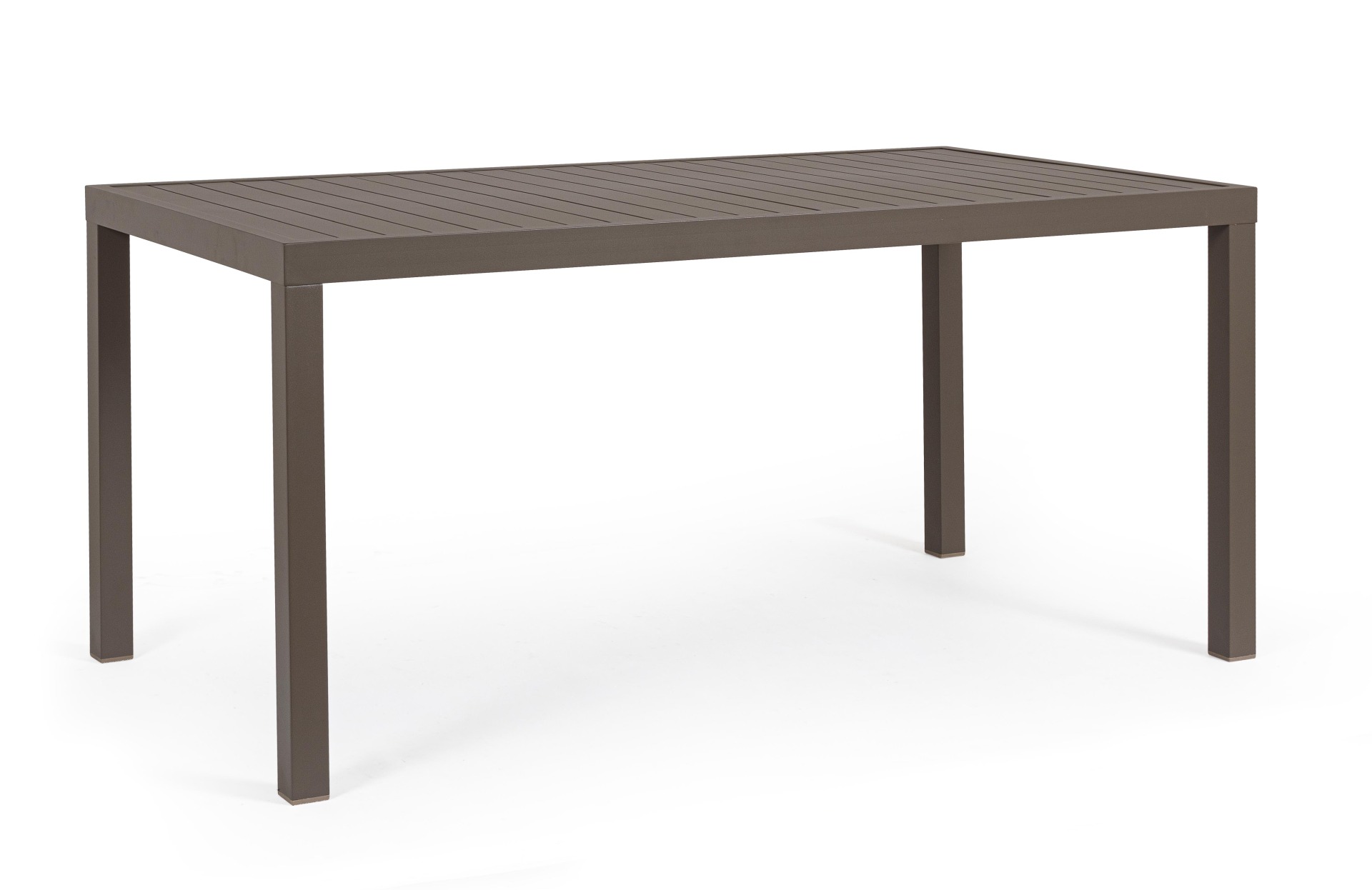 Der Gartentisch Hilde überzeugt mit seinem modernen Design. Gefertigt wurde er aus Aluminium, welches einen braunen Farbton besitzt. Das Gestell ist aus auch Aluminium und hat eine braune Farbe. Der Tisch verfügt über eine Länge von 150 cm und ist für den