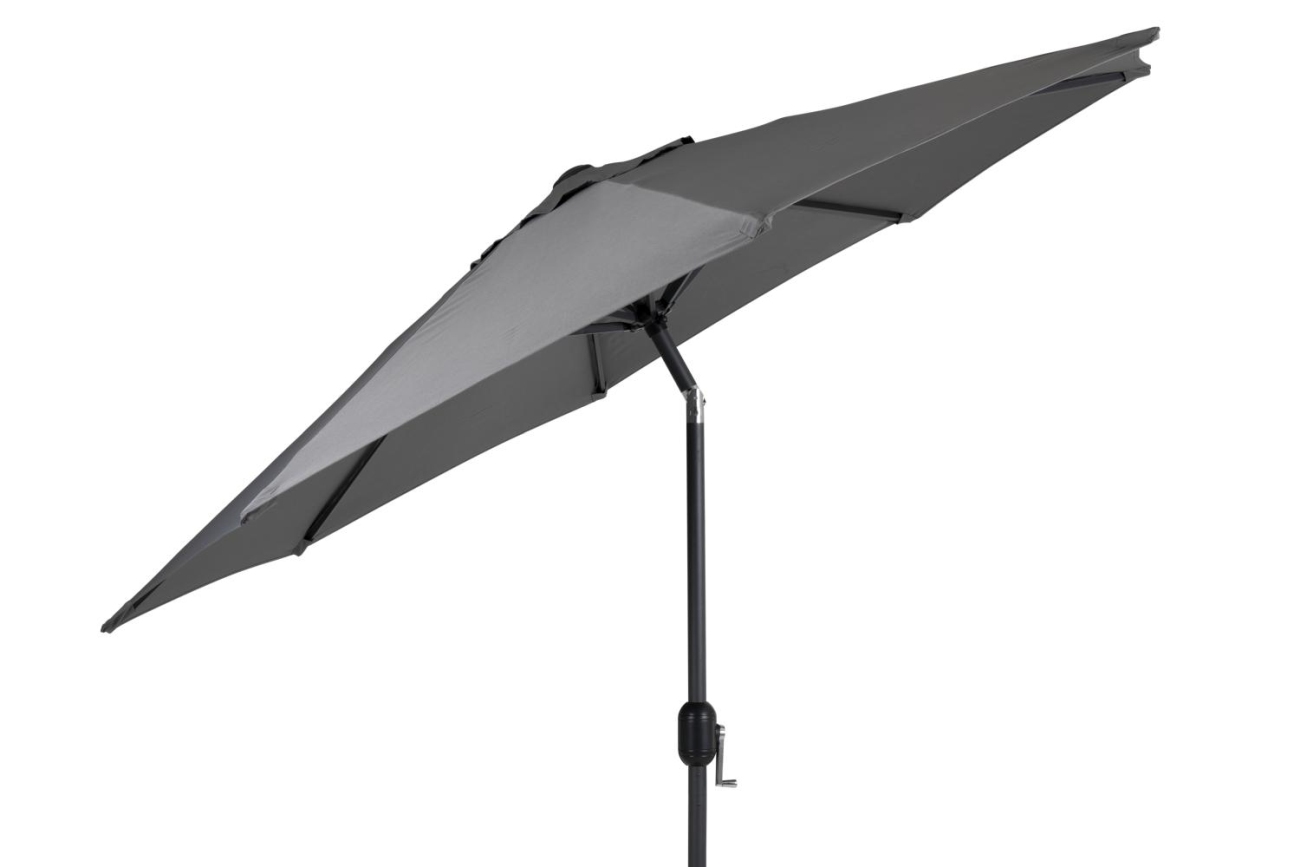 Der Sonnenschirm Cambre überzeugt mit seinem modernen Design. Gefertigt wurde er aus Kunstfasern, welcher einen grauen Farbton besitzt. Das Gestell ist aus Metall und hat eine Anthrazit Farbe. Der Schirm hat einen Durchmesser von 250 cm.