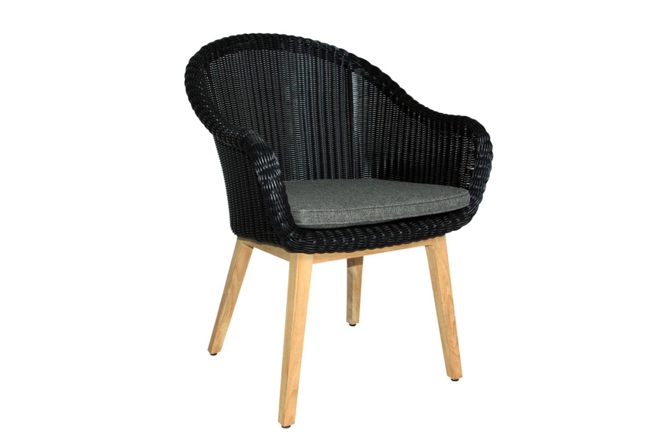 Gartenstuhl Beverly mit Kissen, Schwarz Gartenstuhl Beverly mit Kissen, Schwarz