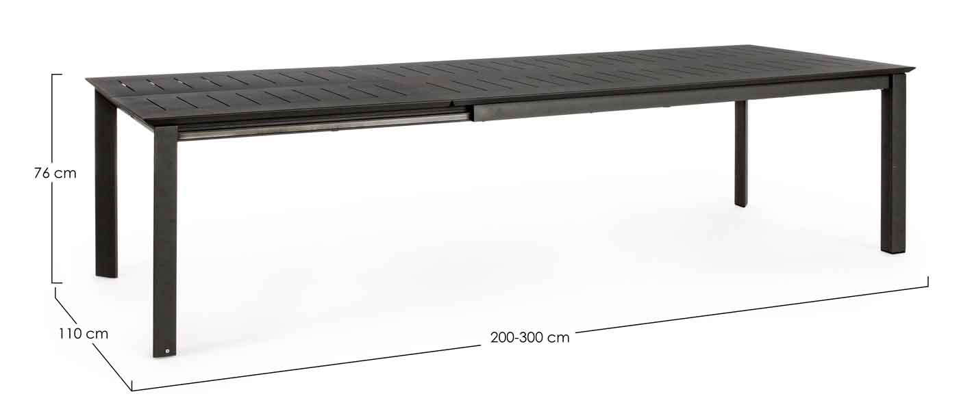 Gartentisch Konnor mit Ausziehfunktion, 200-300x110 cm, Anthrazit