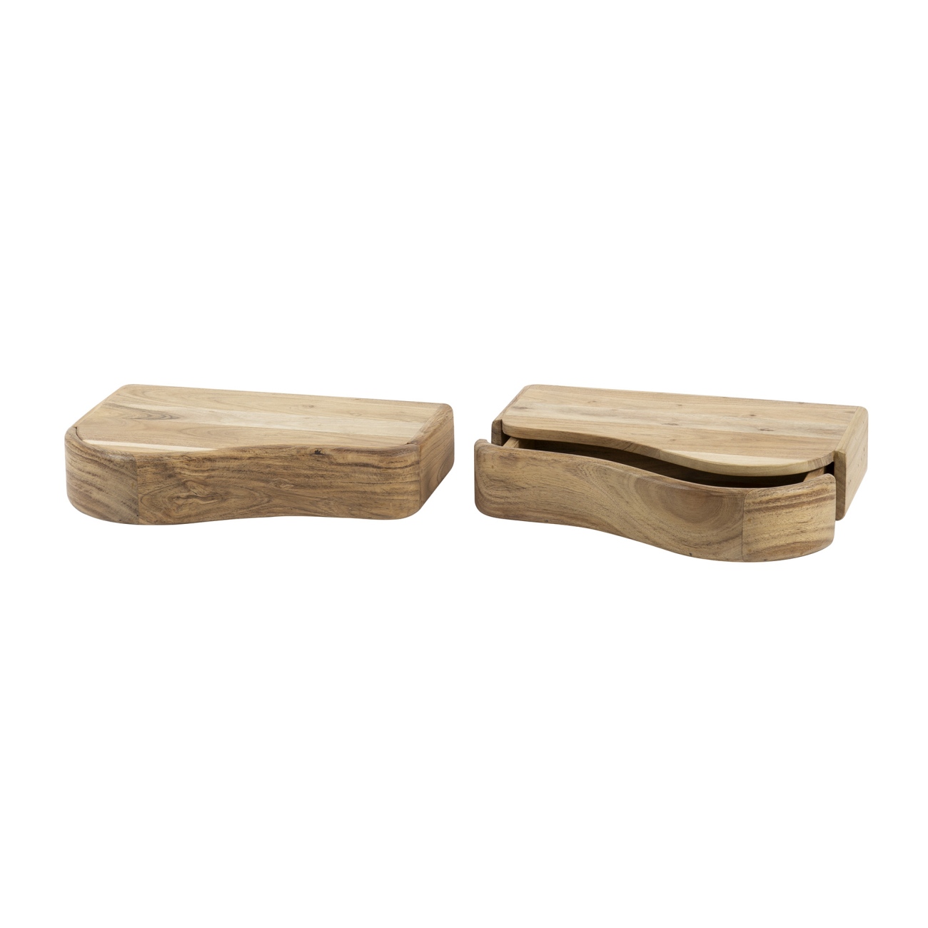 2er-Set Nachttisch Organic - massives Akazienholz 2er-Set Nachttisch Slantay - Akazienholz massiv Natur, 1 Schublade