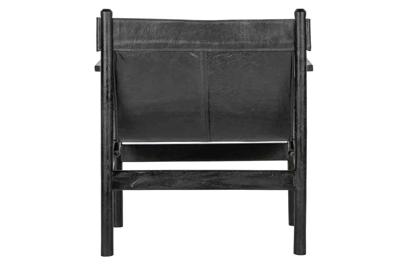 Stylischer Design Sessel Chill mit einem massiven Holzgestell und Sitzfläche aus Leder.