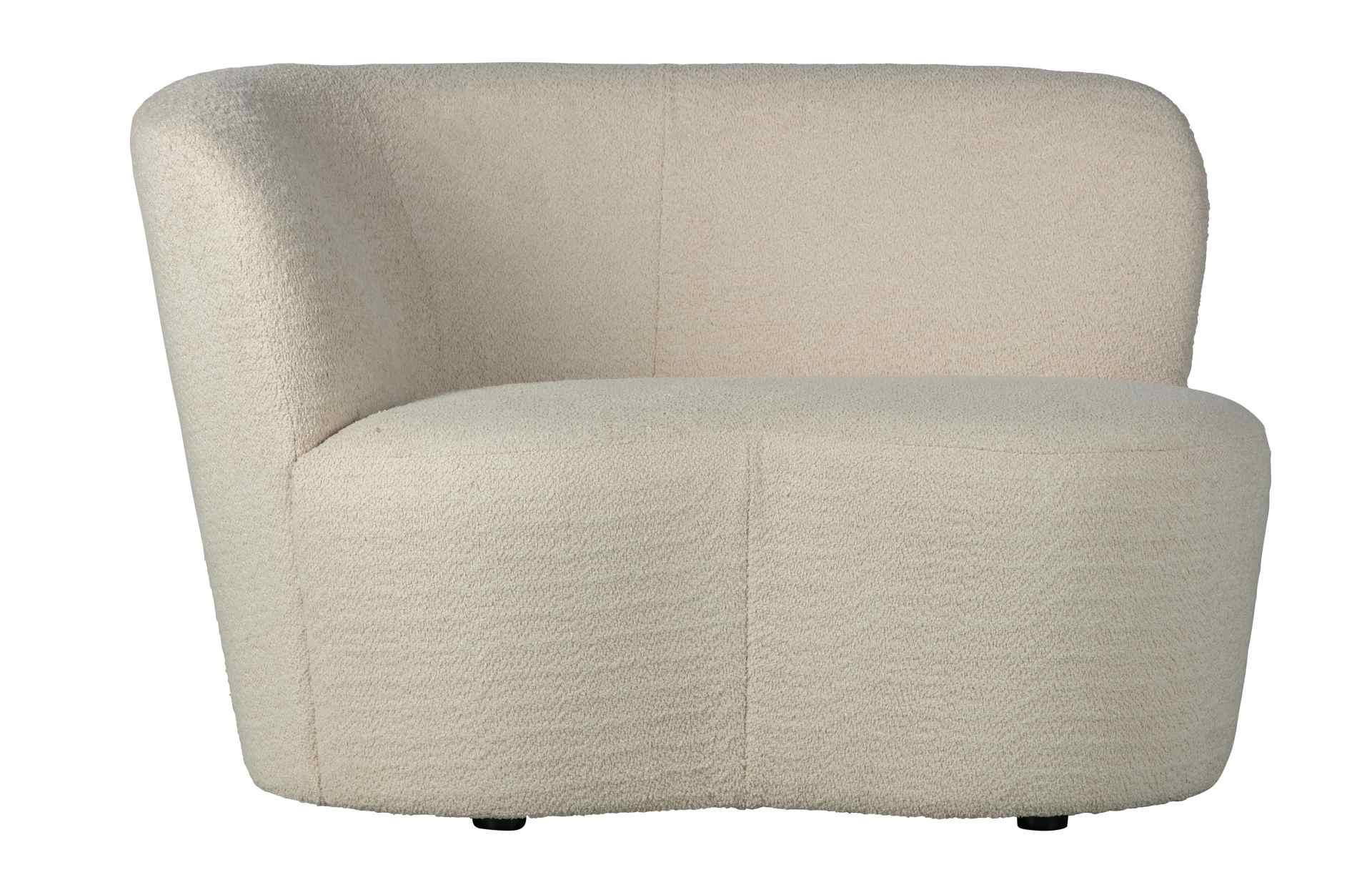 Das kleine Sofa Stone hat ein niedliches Design. Die Ausführung in links und cremigen Farbton passt sich jeder Inneneinrichtung an.