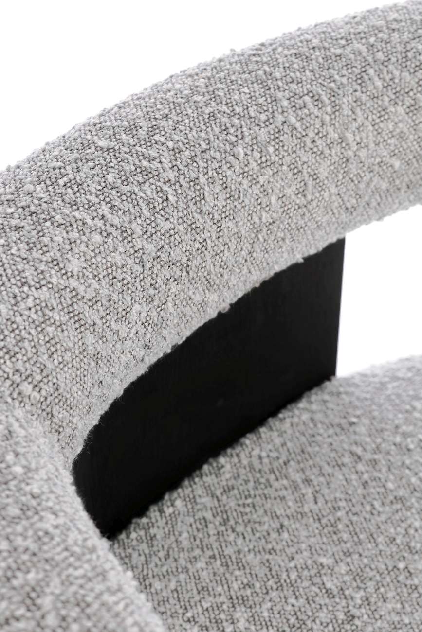 Esszimmerstuhl Agape aus Boucle, Grau / Schwarz