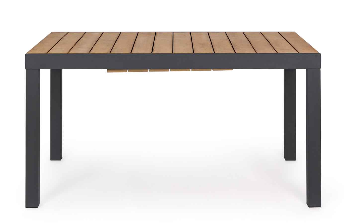Gartentisch Elias mit einer Ausziefunktion, hergestellt aus Aluminium und Polywood